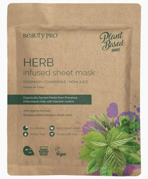 Beauty Pro Plant Based Range Herb Infused Sheet Mask 22ml