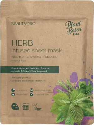 Beauty Pro Plant Based Range Herb Infused Sheet Mask 22ml