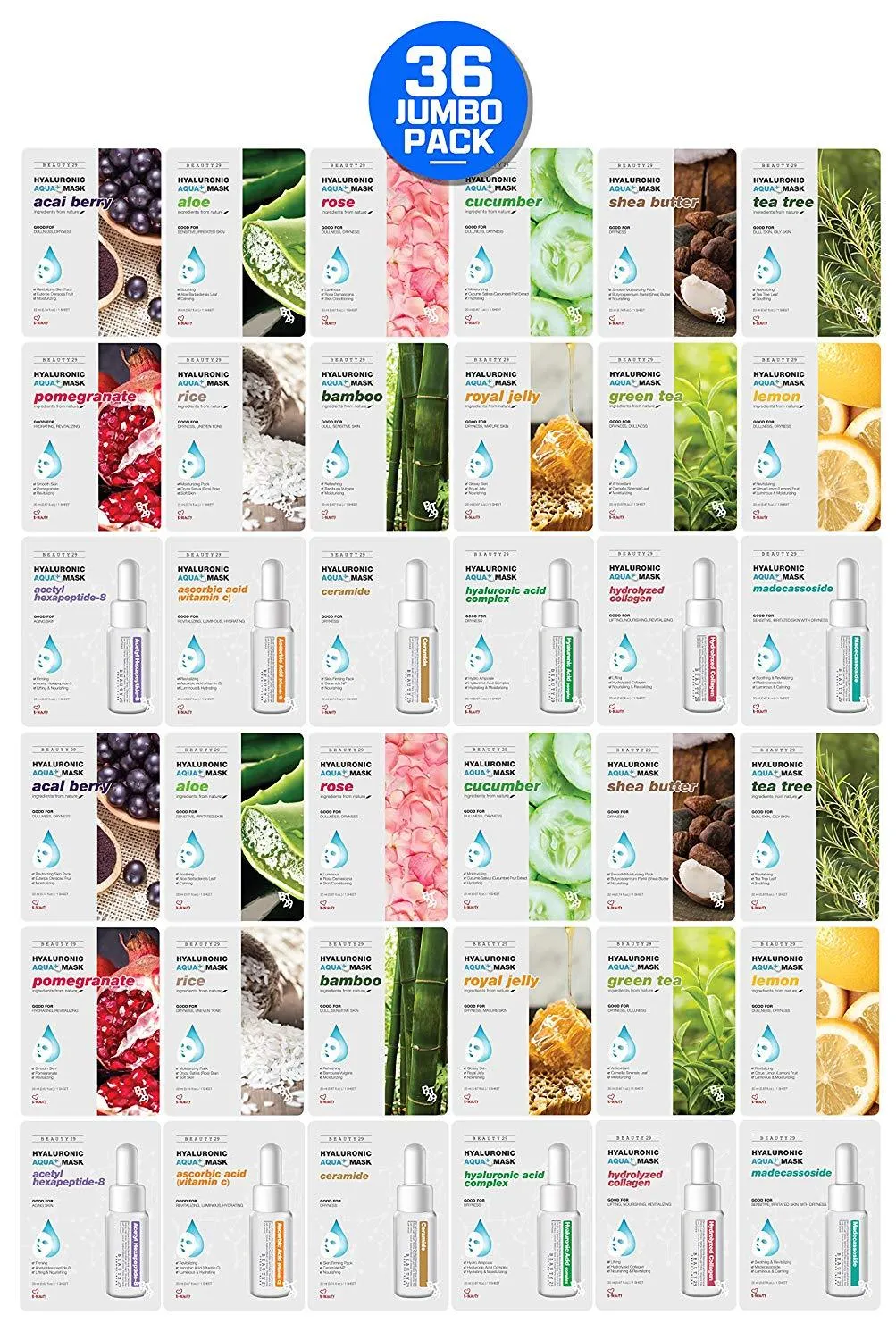 Beauty29 Hyaluronic Aqua Plus Essence Sheet Mask 36 Combo