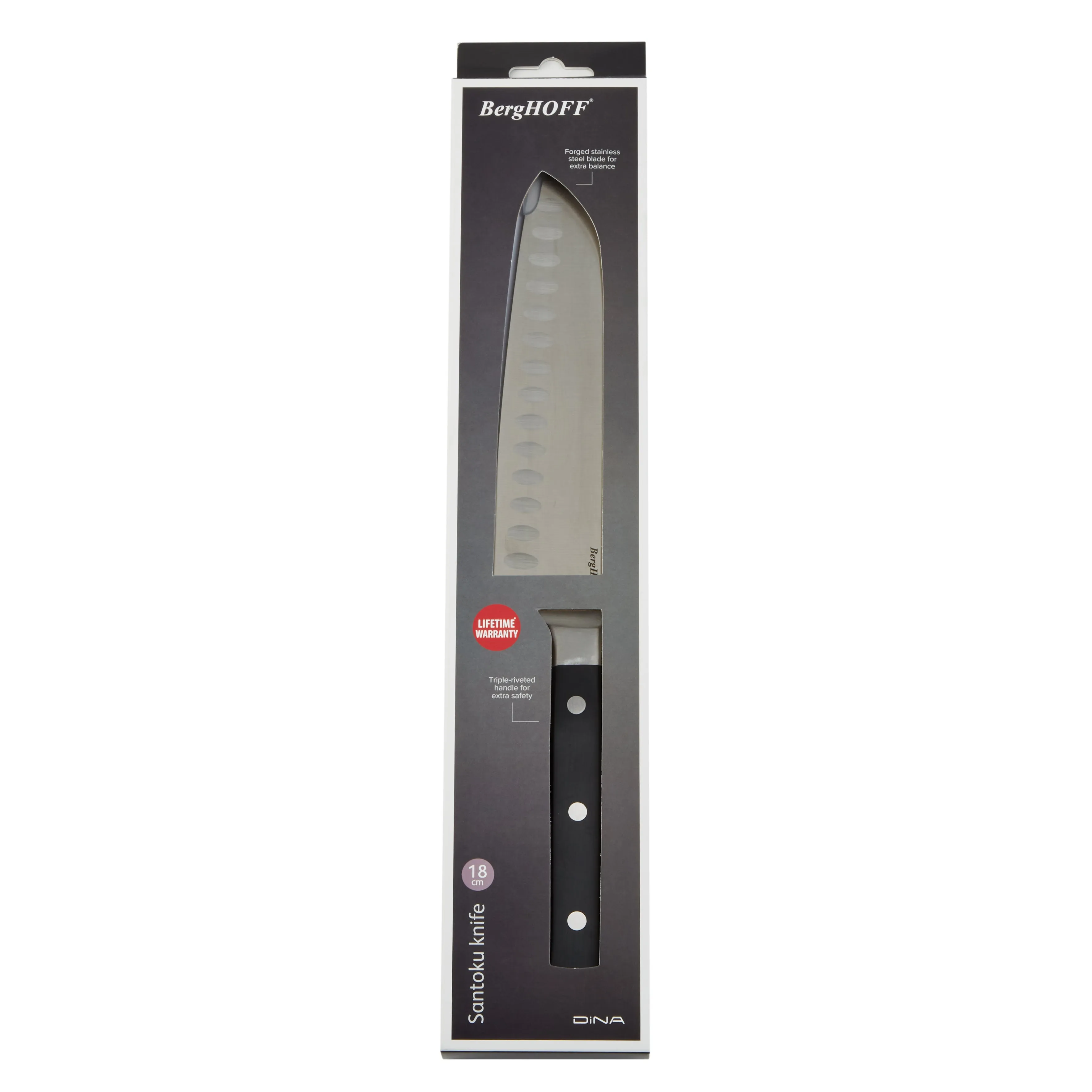 BergHOFF DiNA Gene Stainless Steel Santoku Knife, 7"