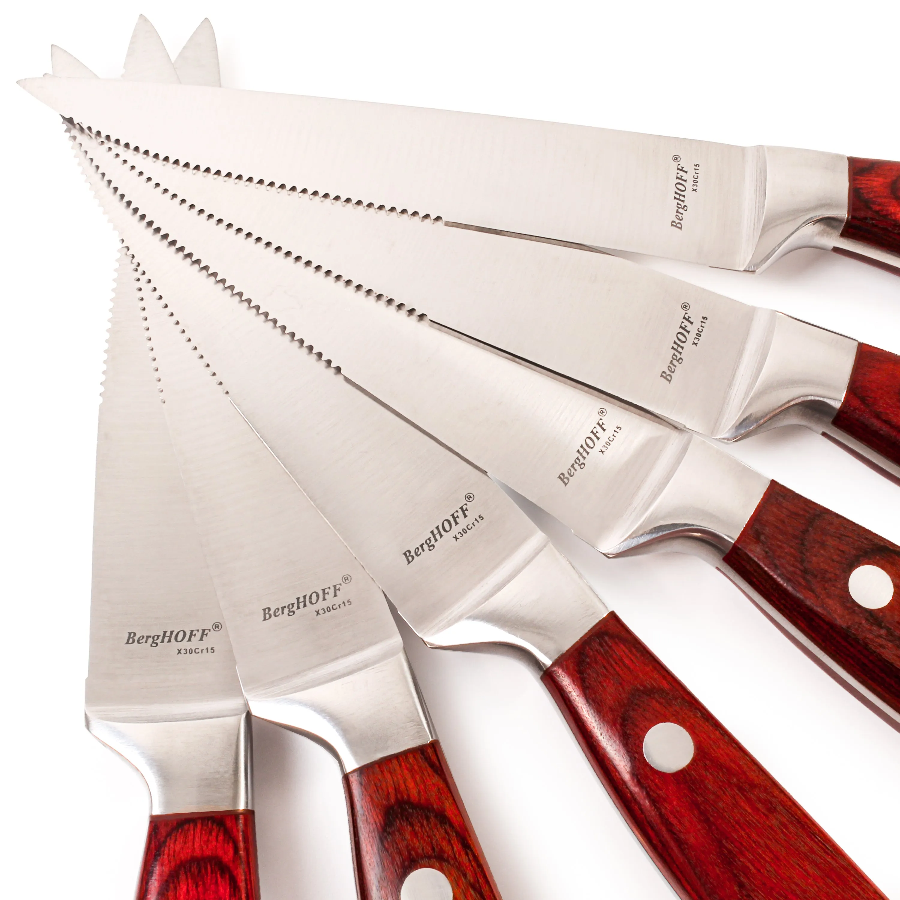 BergHOFF Pakka Wood 15pc Stainless Steel Steak & Carving Knife Set