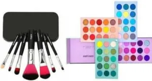 Bingeable HDA 60 Color Board Eye Shadow Palette Shimmer Matte and Glitter& 7 Pcs Makeup Brush Set (2 Items in the set)