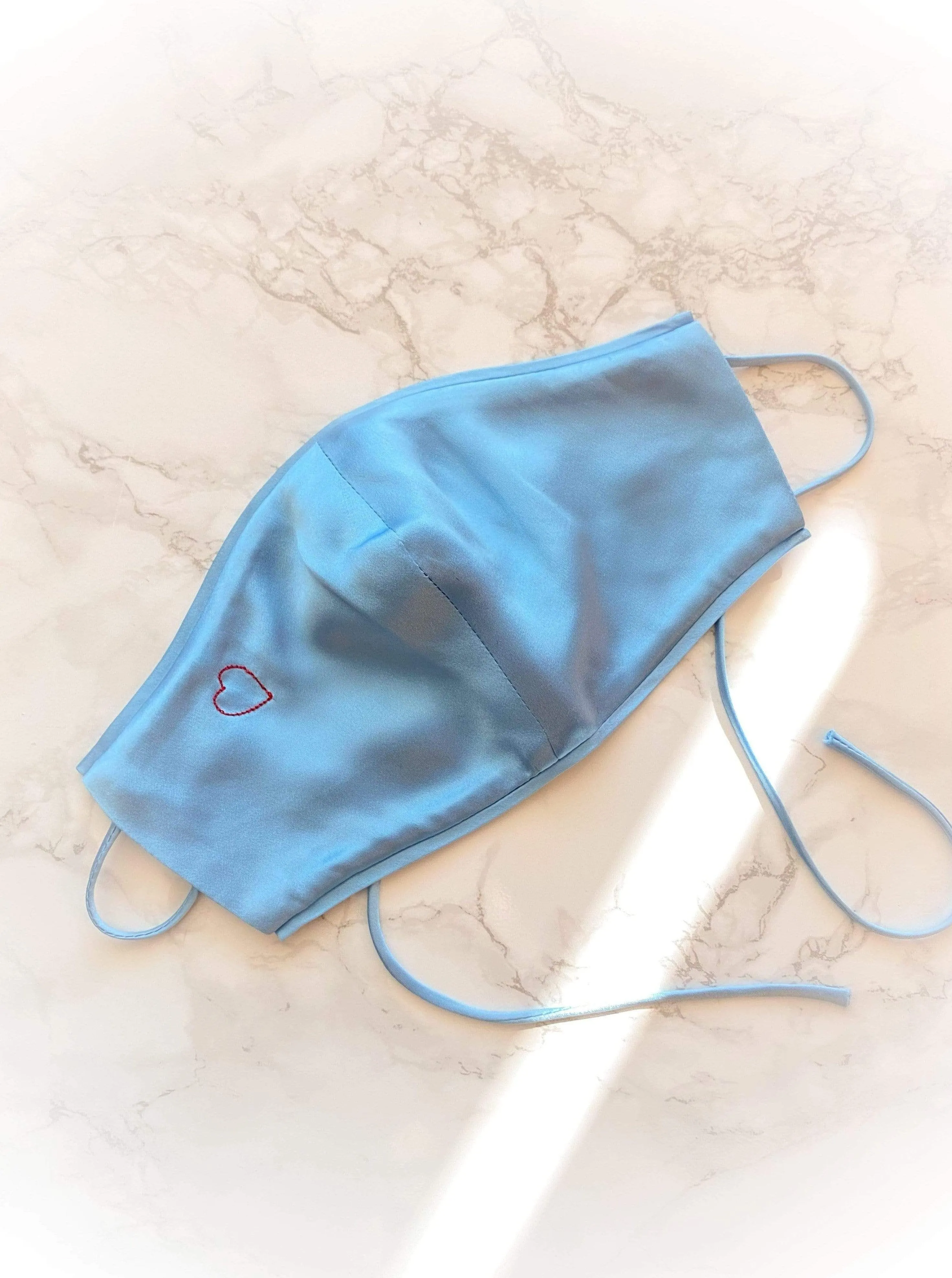 Breathable Mulberry Silk Love Face Mask - Triple Layer, Adjustable Straps, Heart Embroidery