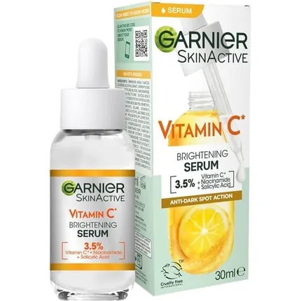 Garnier Vitamin C Face Serum for Dark Spots & Brightening Serum with 3 5% vitamin C, niacinamide, salicylic acid and lemon extract, 30 ml