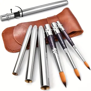 Travel Watercolor Brush Set Synthetic Sable Pocket Brushes Protective Case